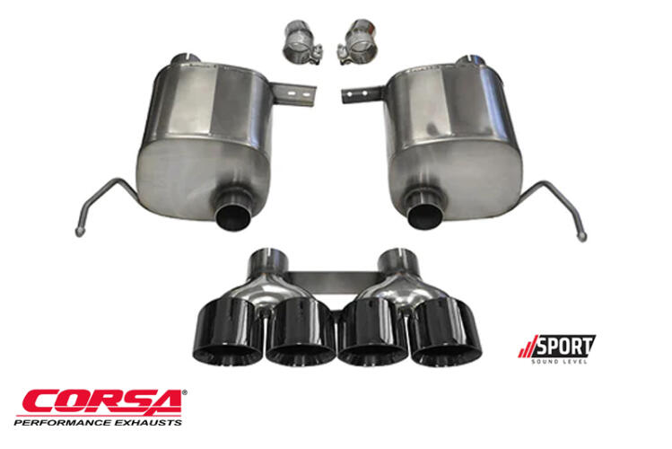 Corsa Corsa Axle-Back Exhaust System – Sport  Black – 2014-2019 Corvette